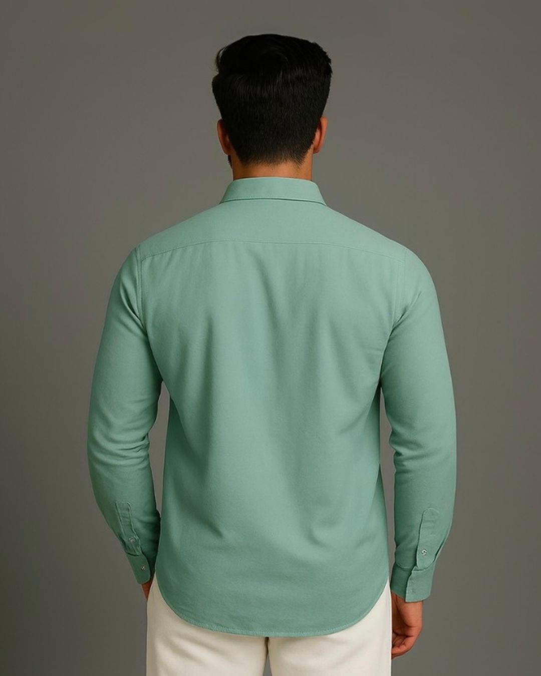 MEN'S LOVE SMILEY FULL SLEEVE GREEN SHIRT (*)