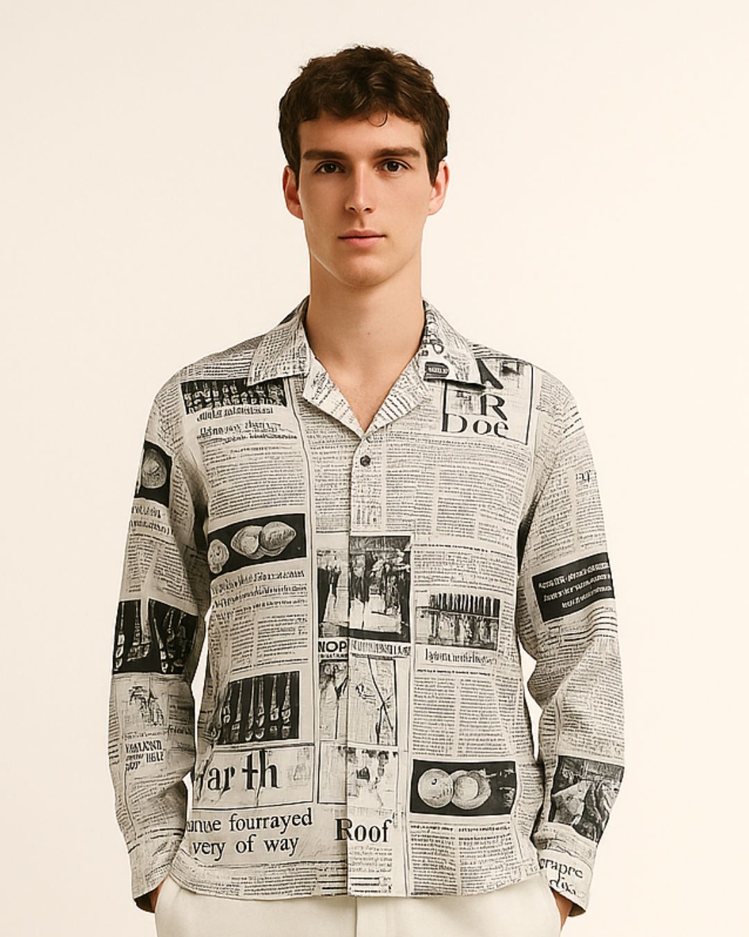 MEN'S NEWS THEME ULTRASOFT 100% SILK SHIRT