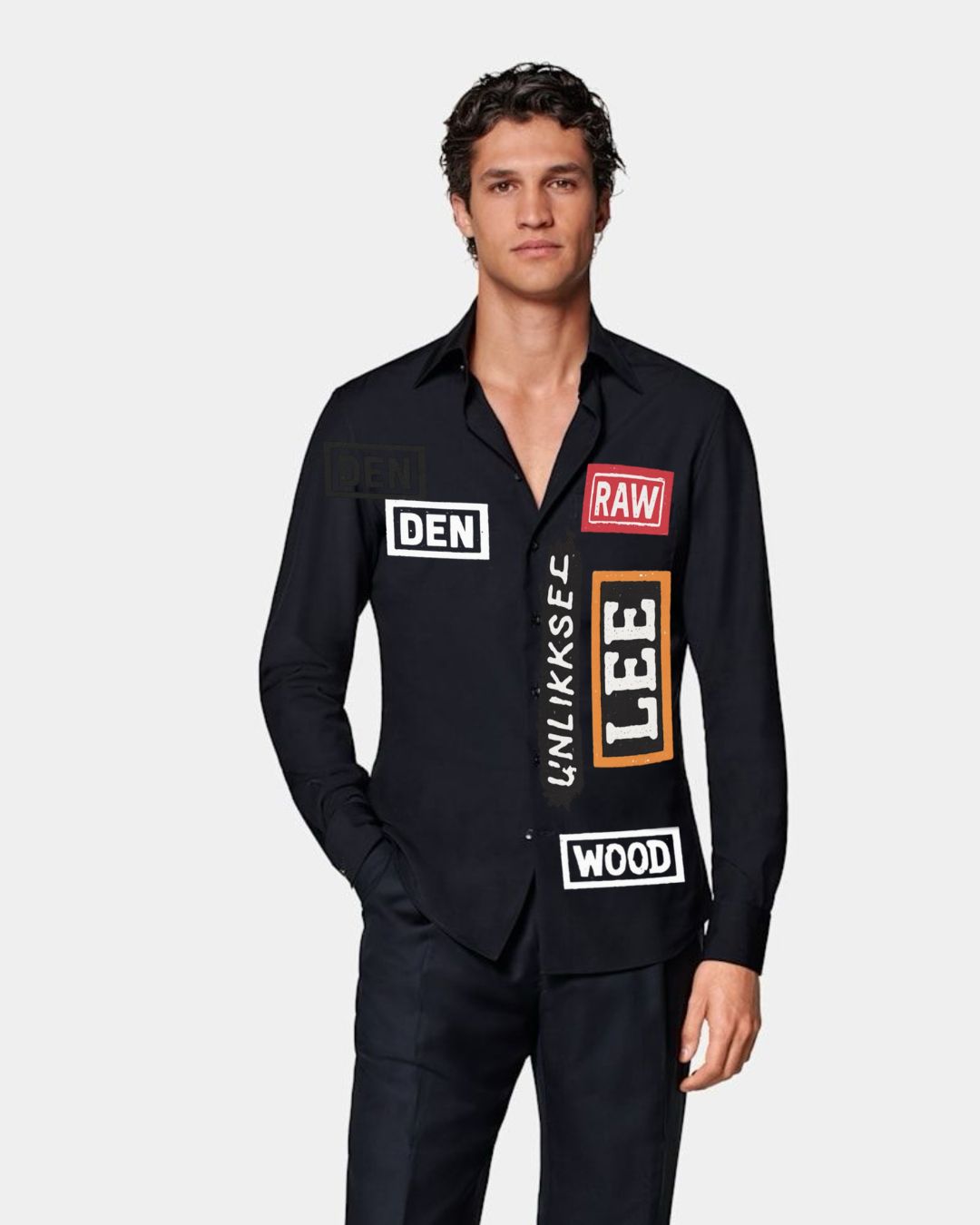MEN'S RAW WOOD SHIRT(BLACK)