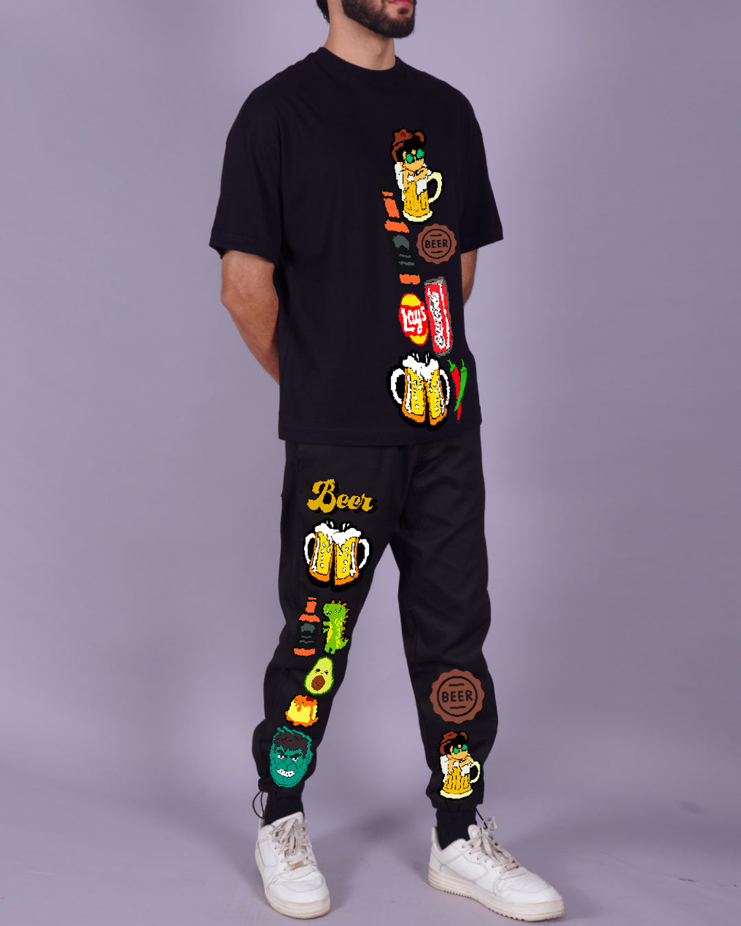 Men's Beerfood Oversized Co-ord Set - Black Men's Coord(*)