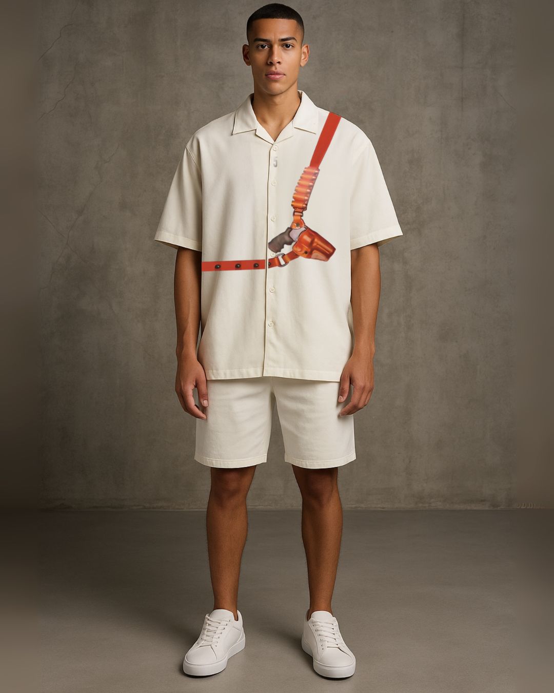 TAMANCHA HALF SLEEVE SHIRT WITH SHORTS CORDSET (WHITE AND WHITE )(*)