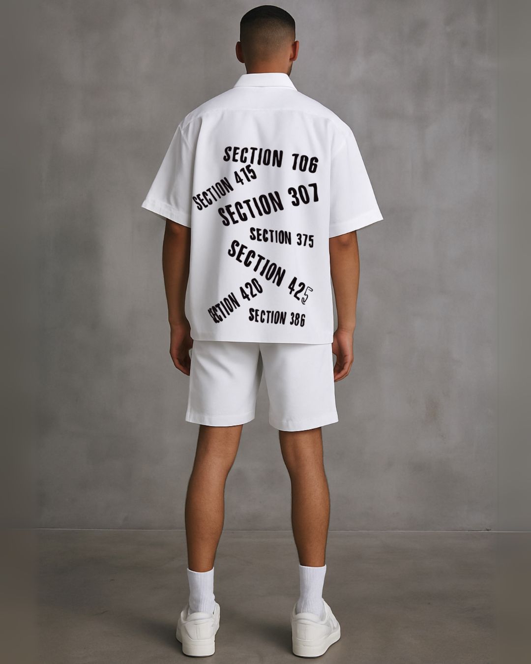 TAMANCHA HALF SLEEVE SHIRT WITH SHORTS CORDSET (WHITE AND WHITE )(*)