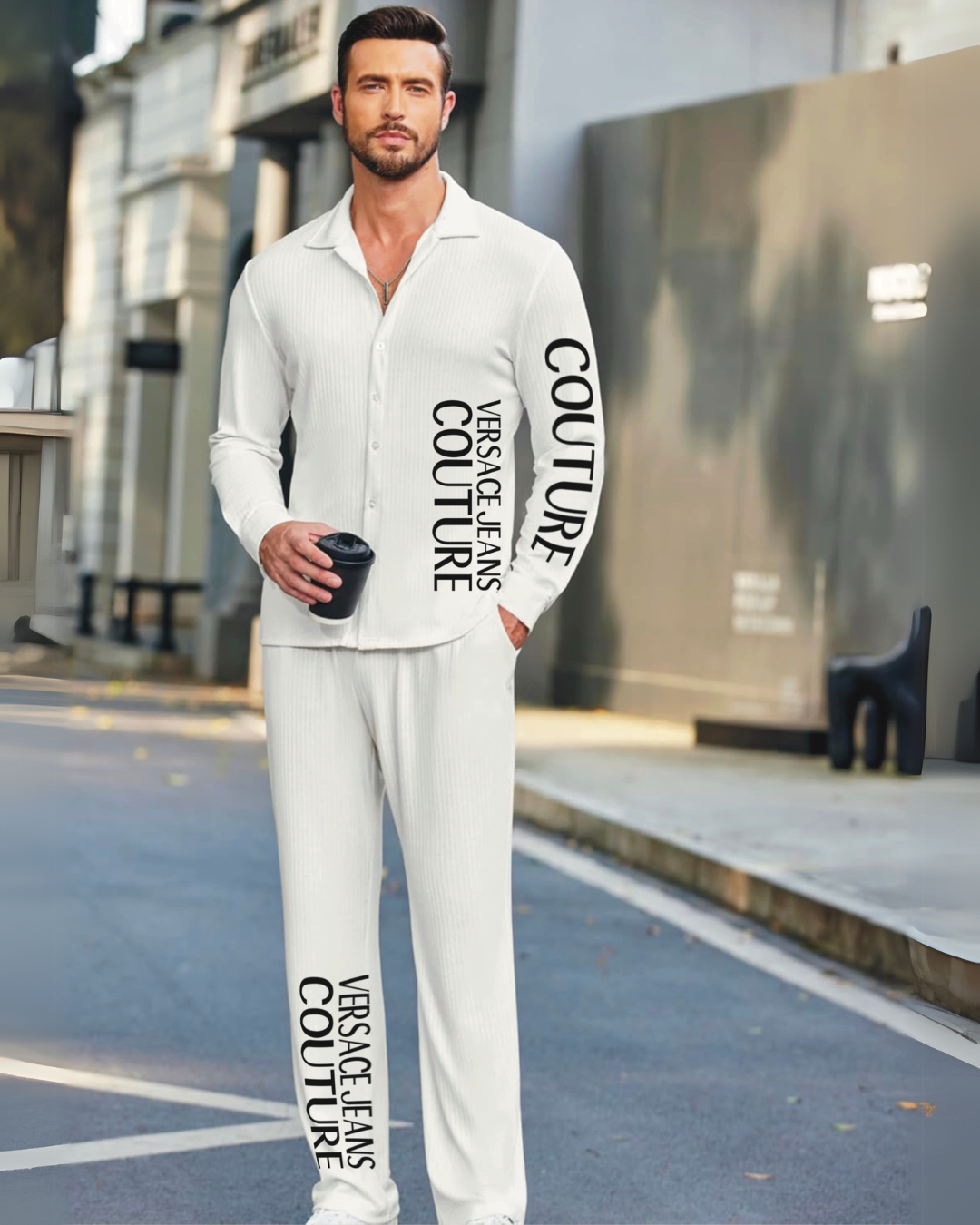MENS MONO TYPE CORDSET (WHITE AND WHITE)