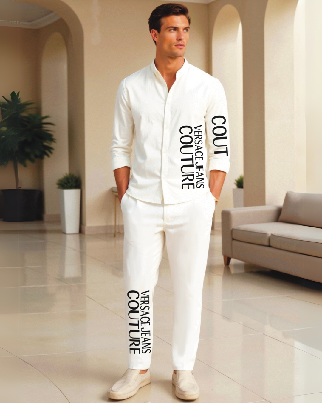 MENS MONO TYPE CORDSET (WHITE AND WHITE)