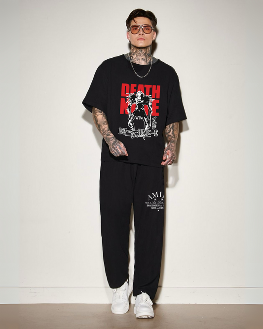 DEATH NOTE TEE AND SHAHRUKH AMIRI PANT ( BLACK AND BLACK) (*)