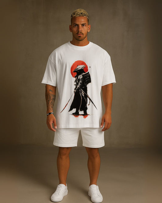 SUNSET MATCH TEE WITH SHORTS CORDSET (BLUE AND WHITE ) (*)
