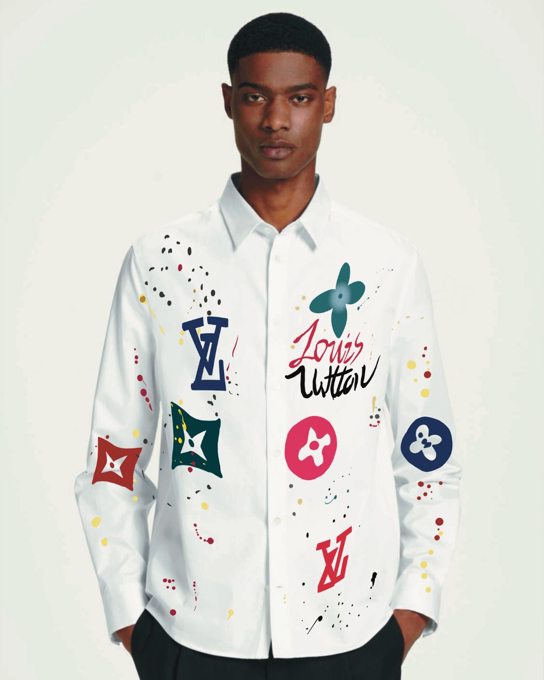 SPLASH MODE WHITE FULL  SHIRT