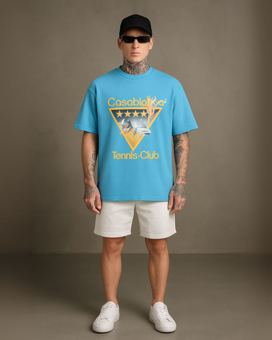 SUNSET MATCH TEE WITH SHORTS CORDSET (BLUE AND WHITE ) (*)