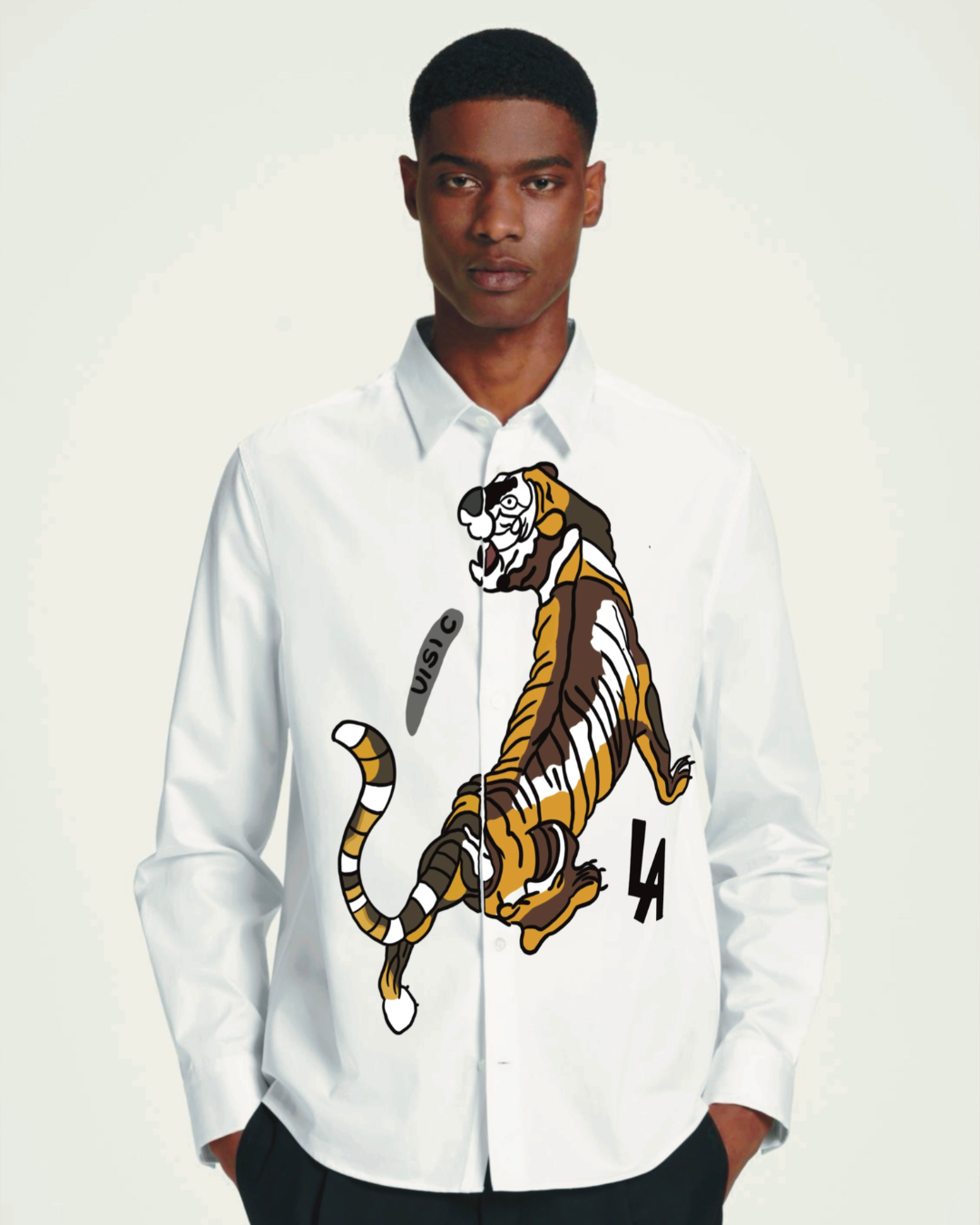 THE VISION TIGER FULL SLEEVE WHITE SHIRT(*)