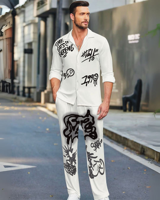 Time eats full Sleeve shirt with corry white pant (white and white) )
