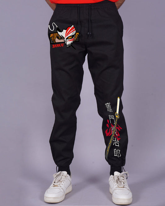 Manga Marvel: Men Black Cargo Pants with Bankai Design(*)