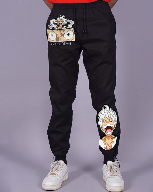 Men's Black Adjustable Cargo Pants for Anime Fans(*)