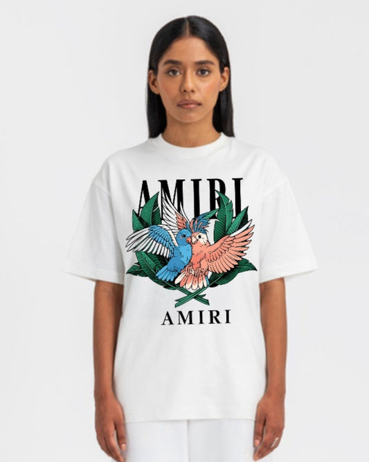 WOMEN'S AMIRI BIRDS OVERSIZED TSHIRT (WHITE)