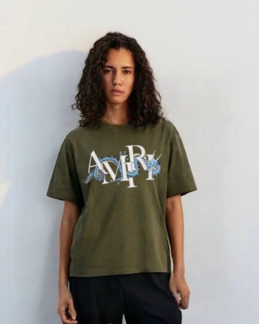 WOMEN'S  AMIRI DRAGON OVERSIZED TSHIRT (OLIVE)