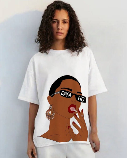 WOMEN'S  DAFFA HO OVERSIZED TSHIRT (WHITE)