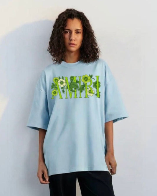WOMEN'S FLORA AMIRI OVERSIZED TSHIRT (BLUE )