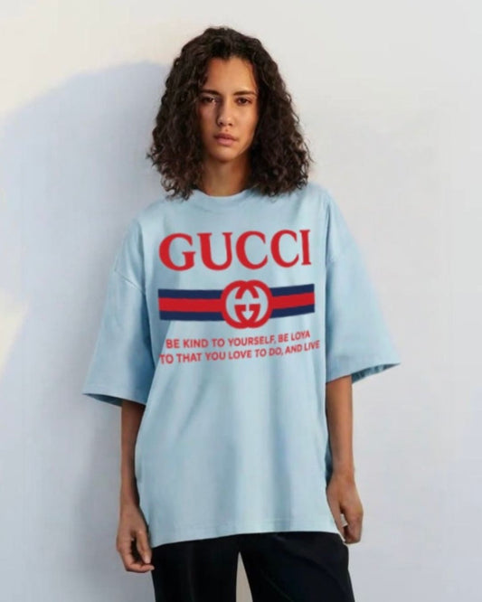 WOMEN'S  GUCCI FLAG OVERSIZED TSHIRT (BLUE )