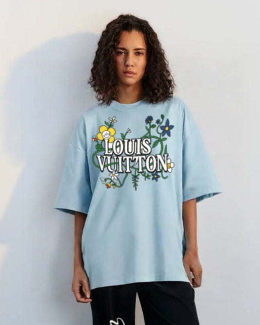 WOMEN'S  LV BLOSSOM OVERSIZED TSHIRT (BLUE)