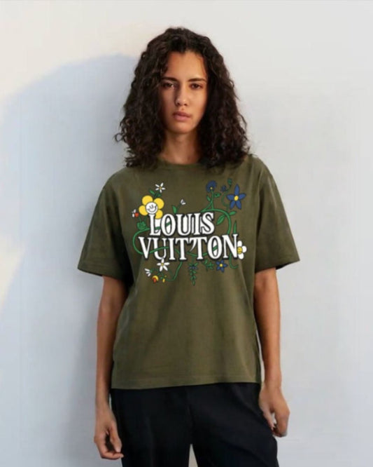 WOMEN'S  LV BLOSSOM OVERSIZED TSHIRT (OLIVE)
