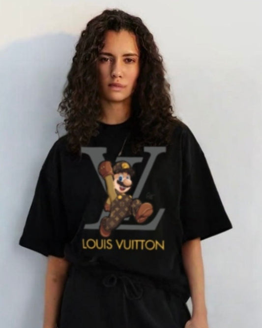 WOMEN'S  LV MARIO OVERSIZED TSHIRT (BLACK)