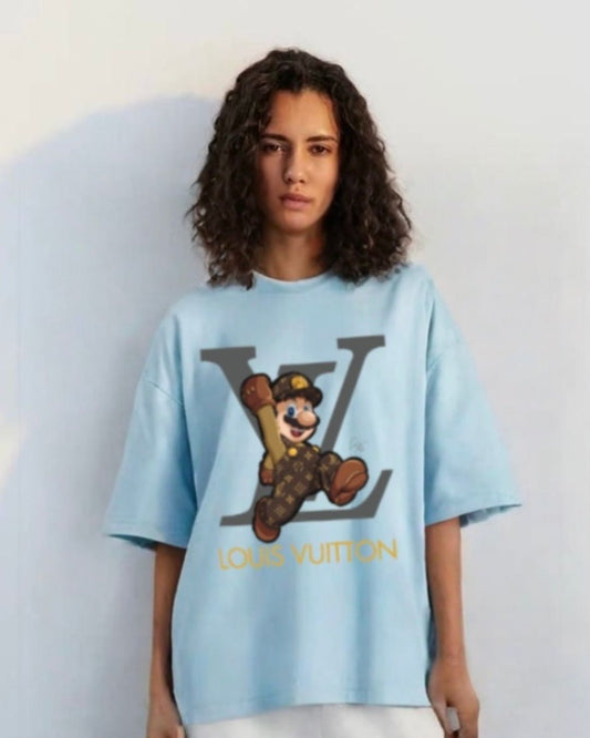 WOMEN'S LV MARIO OVERSIZED TSHIRT (BLUE)