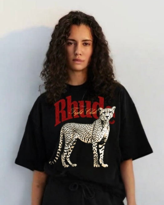 WOMEN'S  RHUDE LEO OVERSIZED TSHIRT (BLACK)