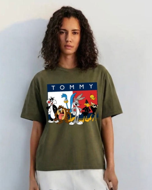 WOMEN'S TOMMY GANG OVERSIZED TSHIRT  (OLIVE)