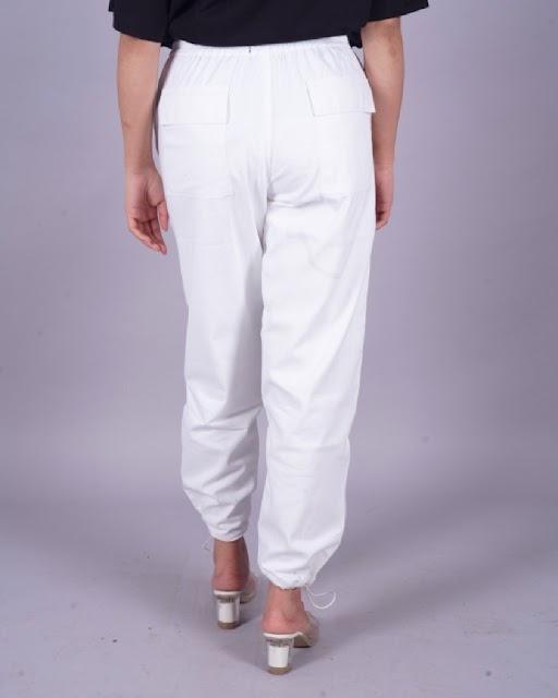 Cloud Nine Comfort: Joker's Women's White Adjustable Cargo Pants