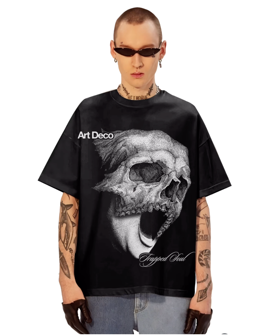 ART DECO SOUL UNISEX OVERSIZED BLACK T-SHIRT