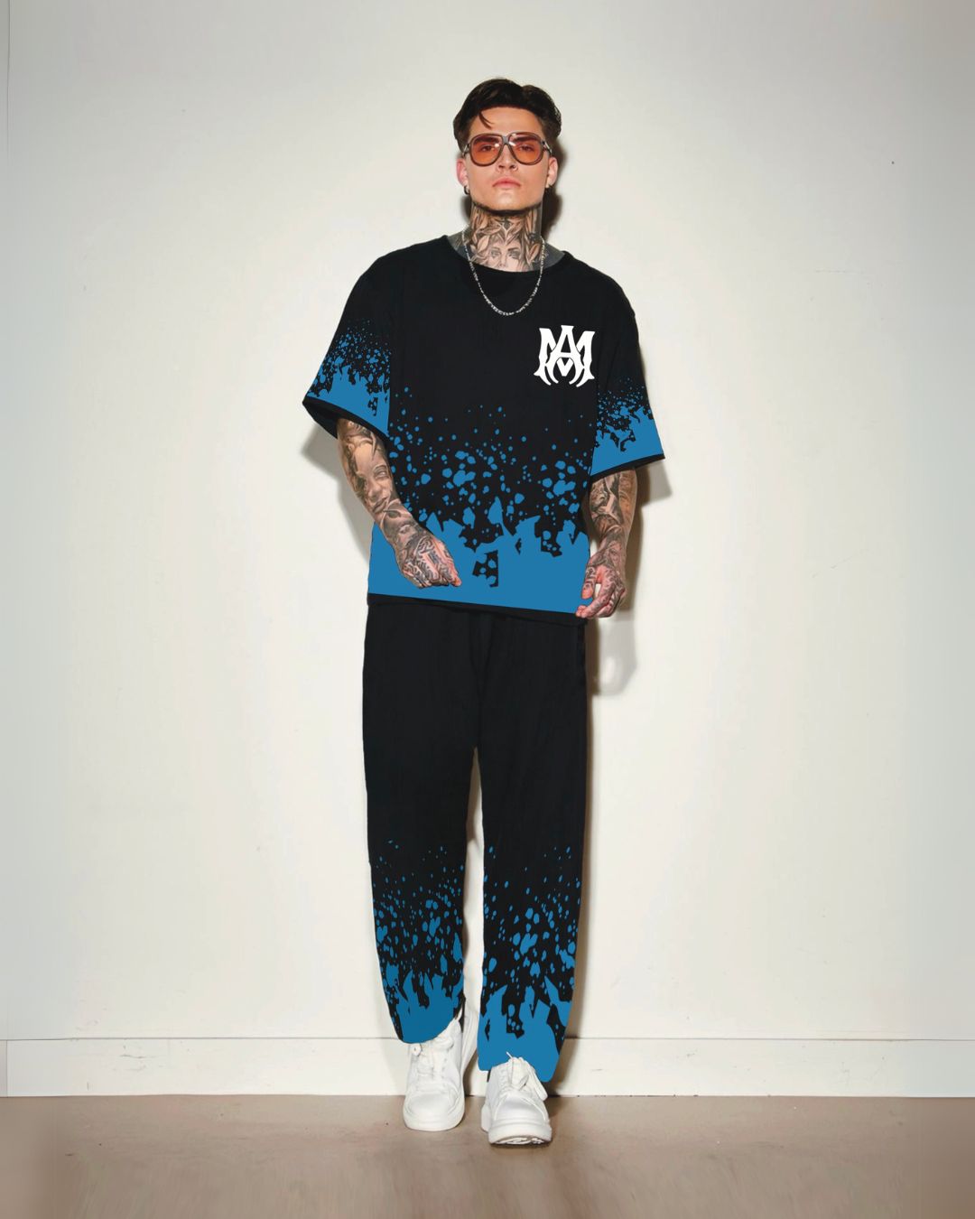 MEN AUJLA AMIRI COORDSET BRANDED OVERSIZED  BLACK AND BLACK(*)