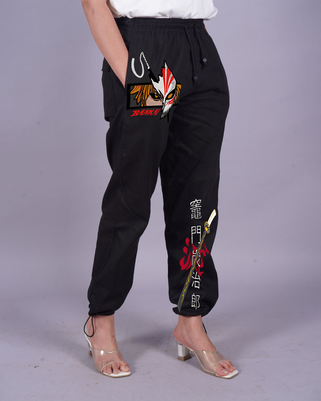 Bankai Influence: Ladies' Black Adjustable Cargo Pants
