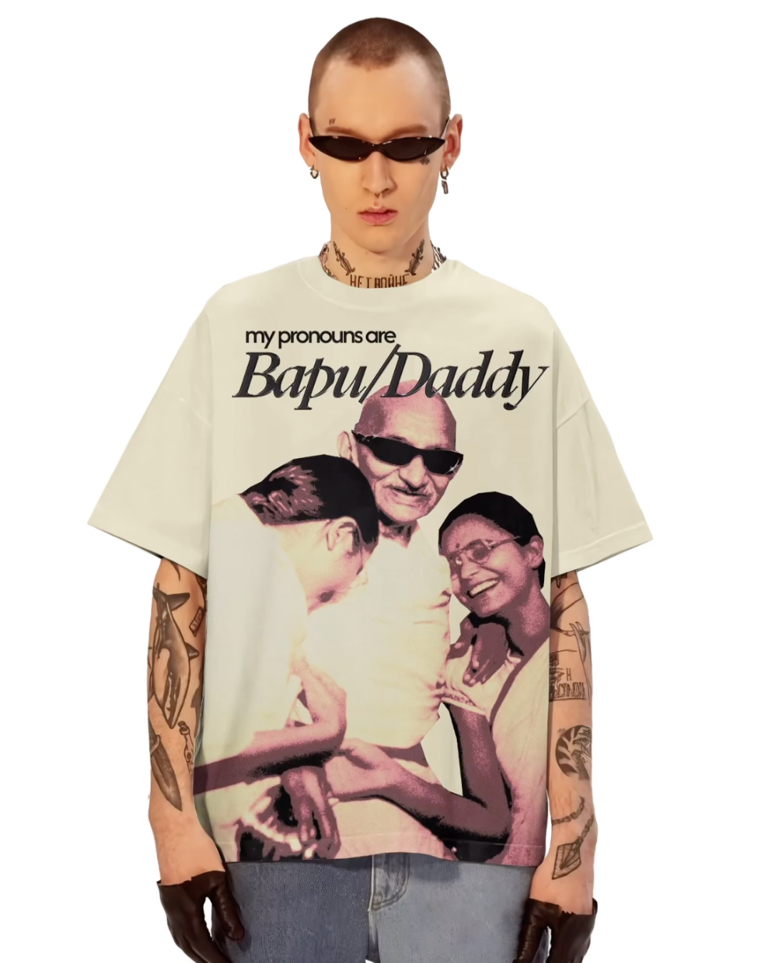 BAPU DADDY UNISEX OVERSIZED WHITE T-SHIRT