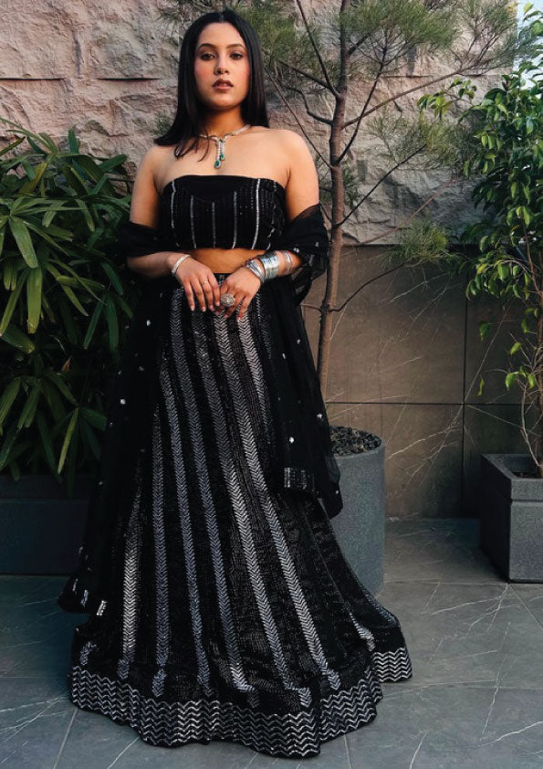 Black and Silver Lehenga