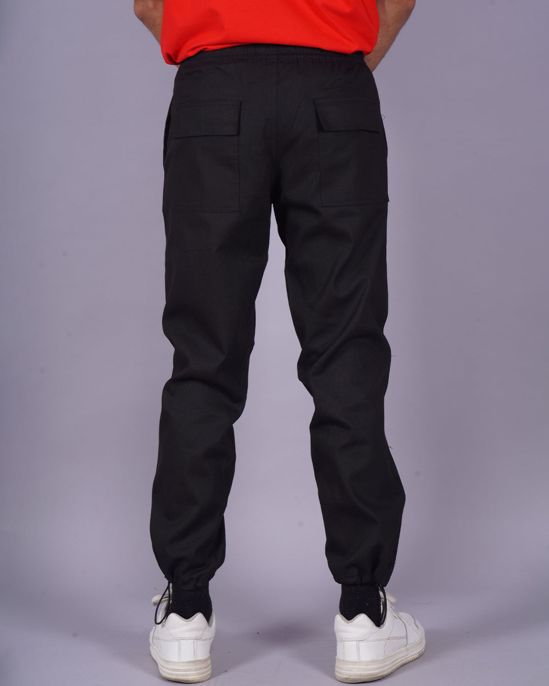 Mens Black Cargo Pants with Sneaker Design(*)