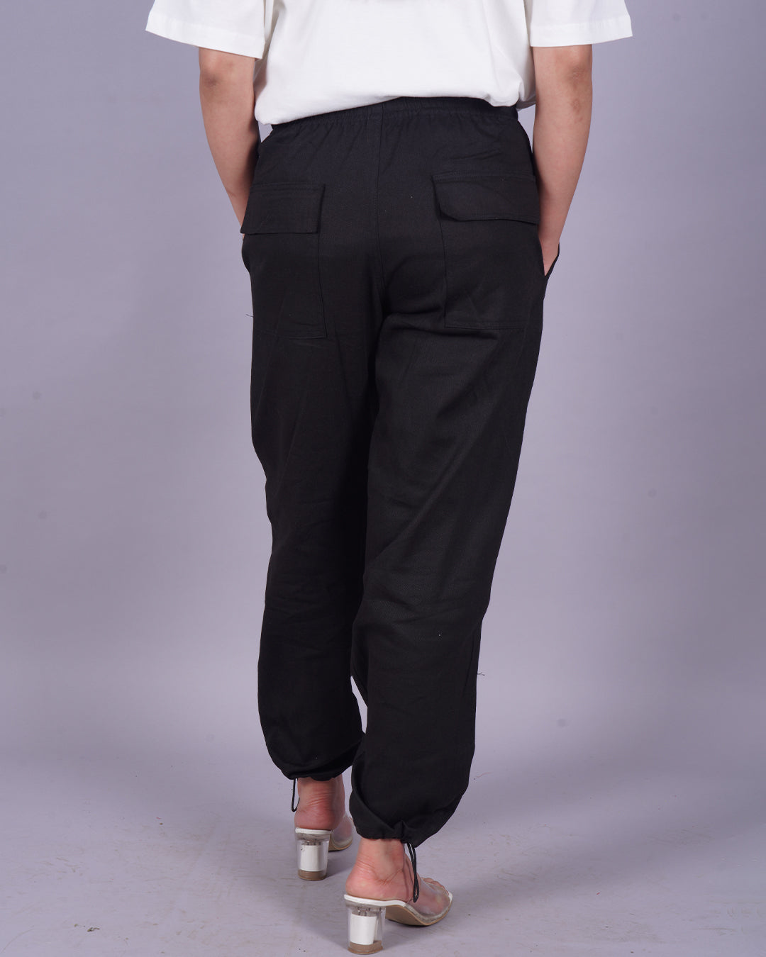 Femme Black Adjustable Cargo Pants - Popcorn Vibes