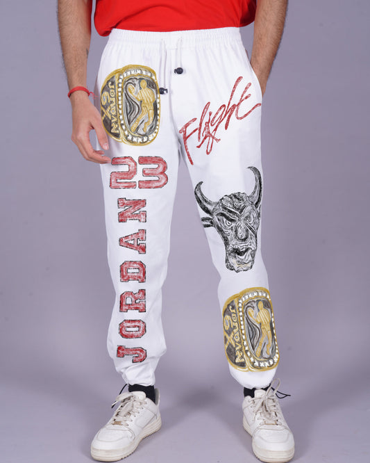 Men's White Cargo Pants - Crayon Design(*)