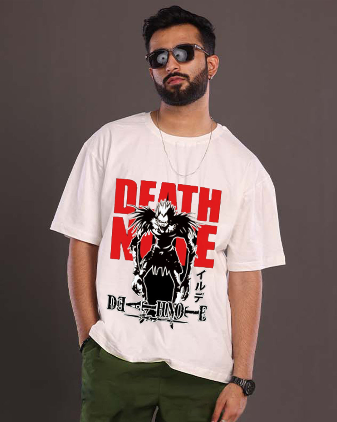 Men's White Oversized T-Shirt - Death Note(*)