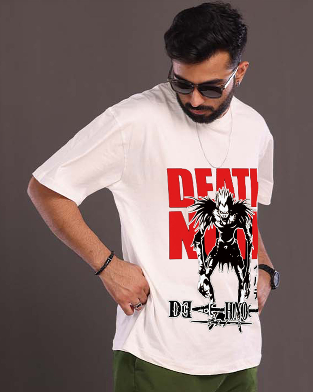Men's White Oversized T-Shirt - Death Note(*)
