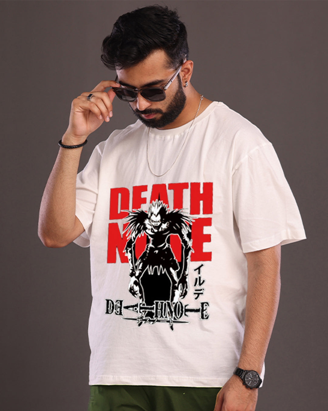 Men's White Oversized T-Shirt - Death Note(*)