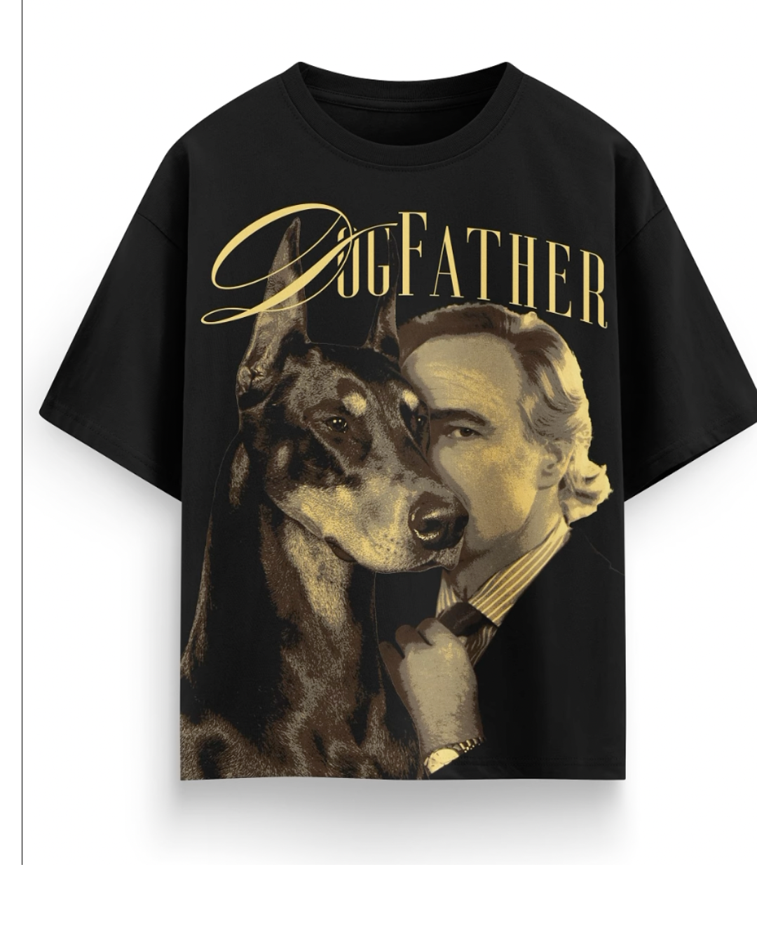 DOG FATHER UNISEX  OVERSIZED BLACK T-SHIRT