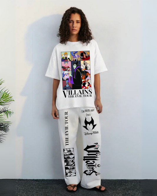 WOMEN'S EVIL ICON  OVERSIZED CO-ORD SET ( WHITE AND  WHITE)