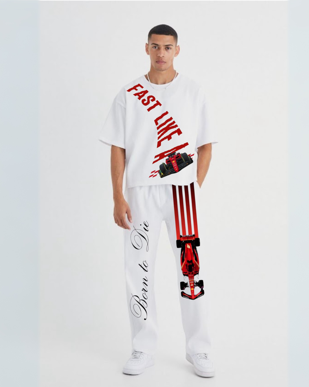 MEN'S FIRST BORN OVERSIZED CORDSET (WHITE AND WHITE)