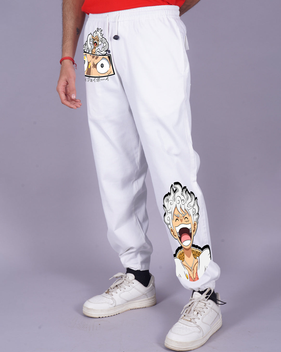 MEN WHITE ADJUSTABLE CARGO PANTS FOR ANIME FANS(*)