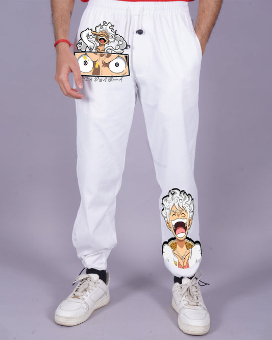 MEN WHITE ADJUSTABLE CARGO PANTS FOR ANIME FANS(*)