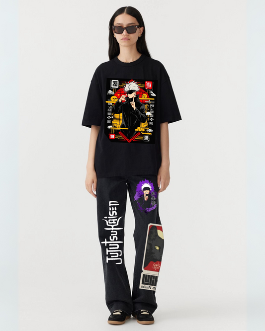 WOMEN'S GOJO MODE OVERSIZED CO-ORD SET -( BLACK AND BLACK)