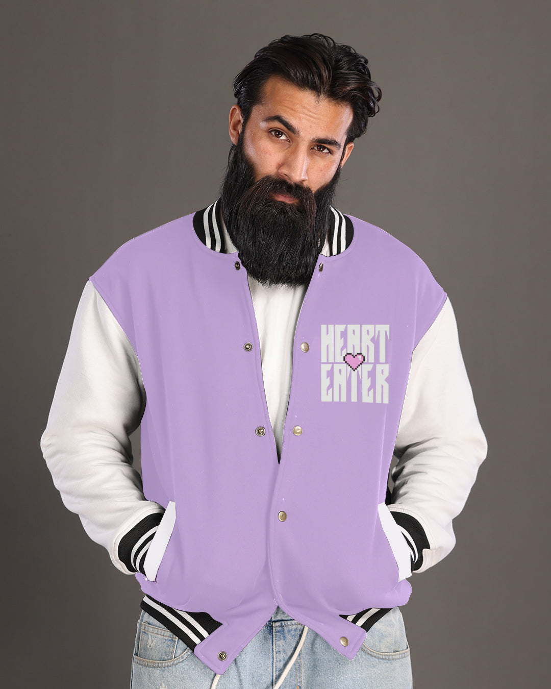 Mens Purple Varsity Jacket - Heart Eater 2