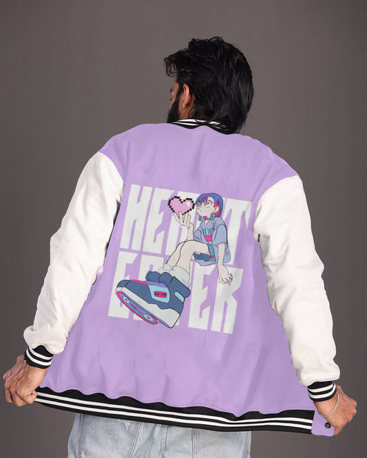 Mens Purple Varsity Jacket - Heart Eater