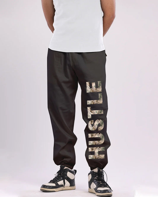 Work Hard : Men Black Cargo Pant with Hustle Print(*)