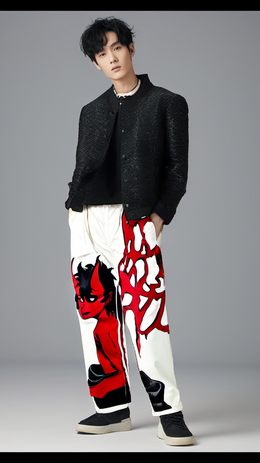 Unisex White Ultrasoft Cotton Pant - Red Devil(*)