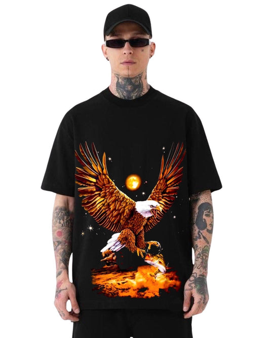 Eagle Fly Unisex Exclusive Oversized Tee - Black(*)